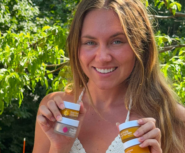 Dr. Marley Quinn holding Frøya balms