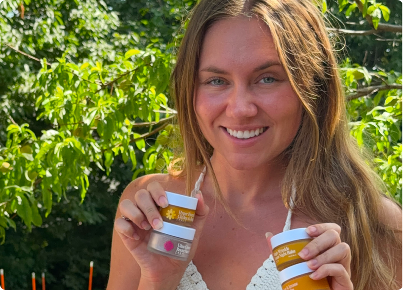 Dr. Marley Quinn holding Frøya balms